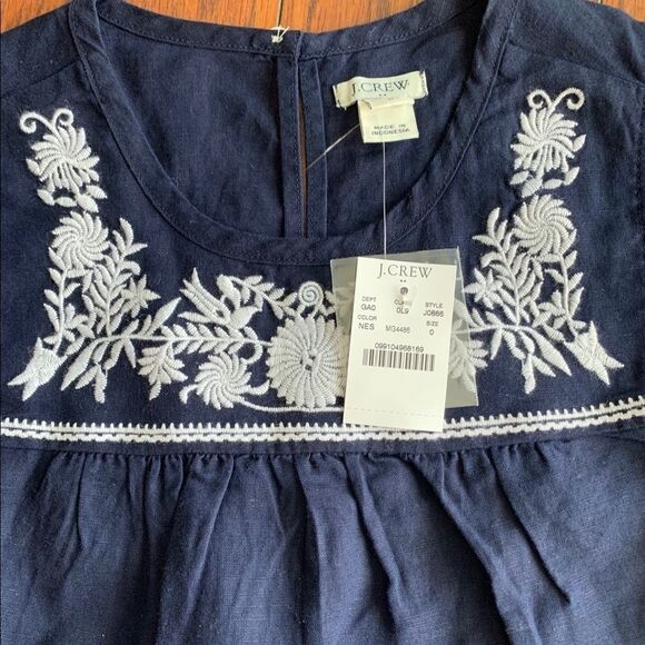 NWT J.Crew linen embroidered tank . Size 0 - Picture 2 of 3